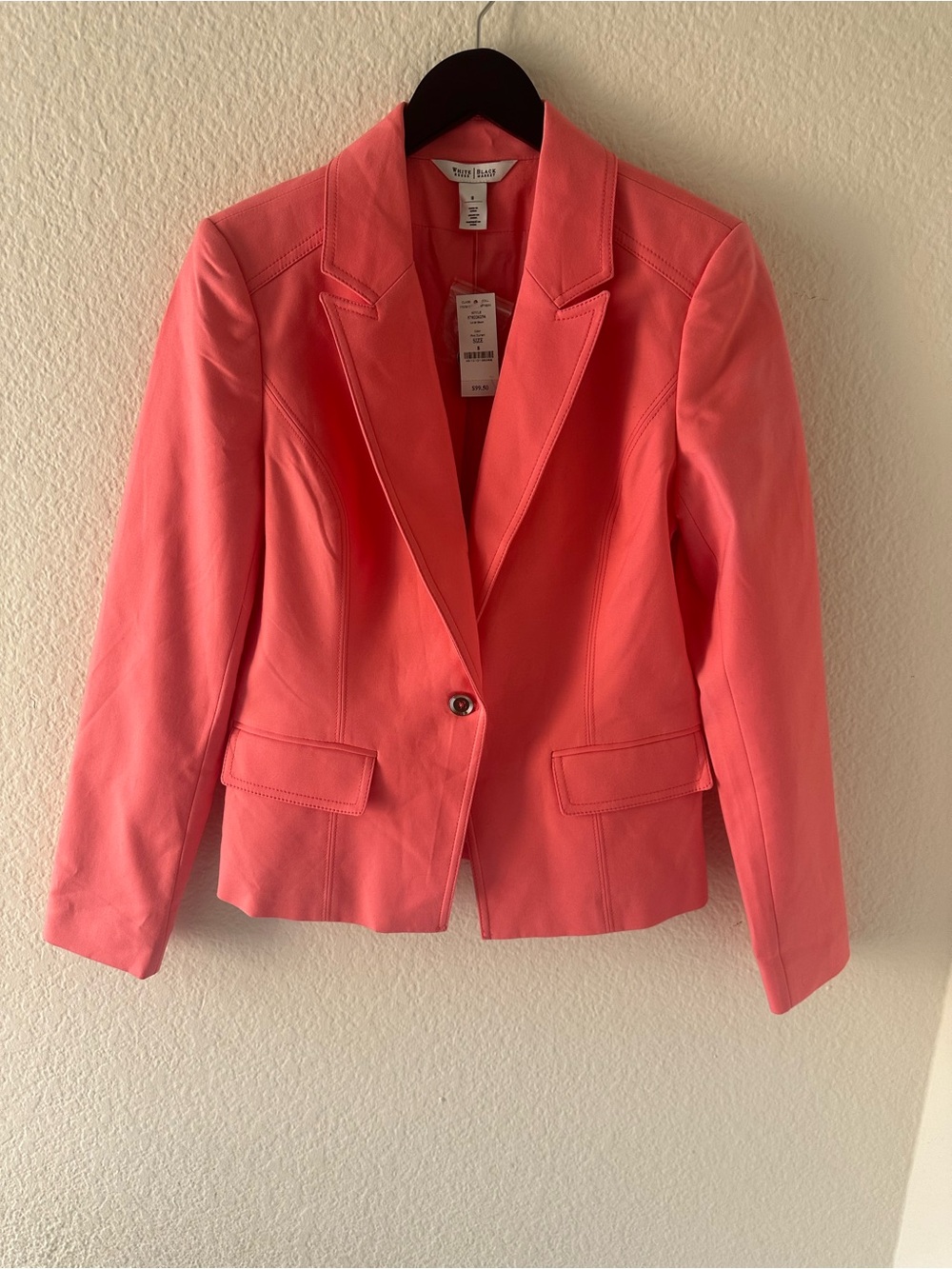 White House Black Market Coral Pink Single Button Blazer